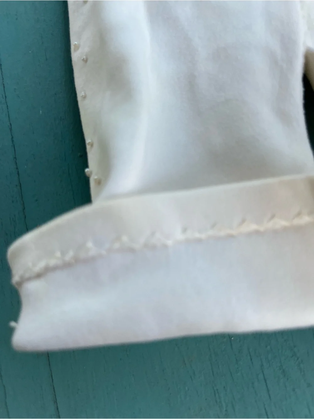 Exquisite vintage hand-beaded long formal gloves, 100% Double Cotton